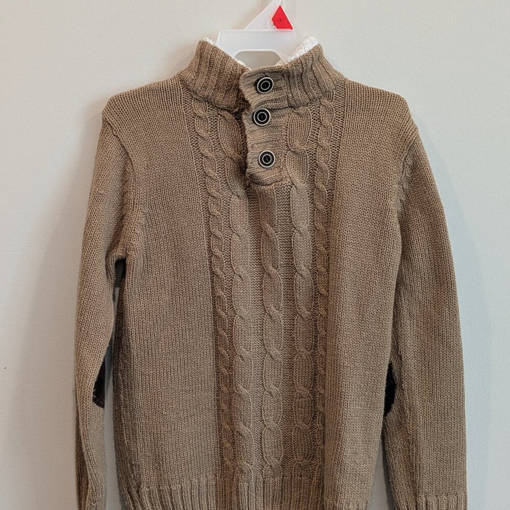 Boys Rock Size 6  Tan Cable-Knit Mock Neck Sweater
